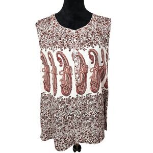 CROFT & BARROW Size Medium Paisley Floral Cottagecore Sleeveless Tunic Blouse